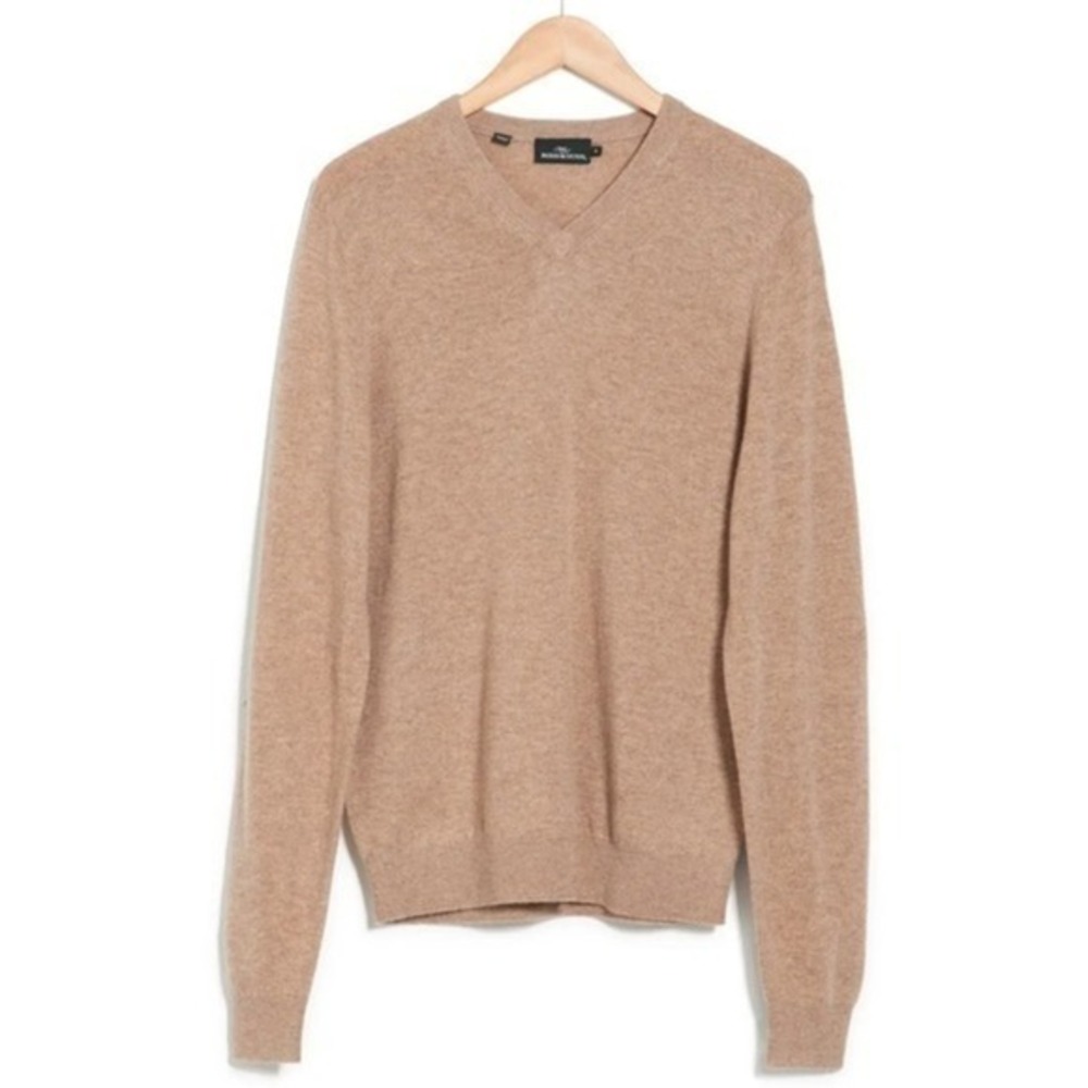 Rodd & Gunn Wesley Taupe Merino Wool & Cashmere V-Neck Pullover Sweater XL NWT